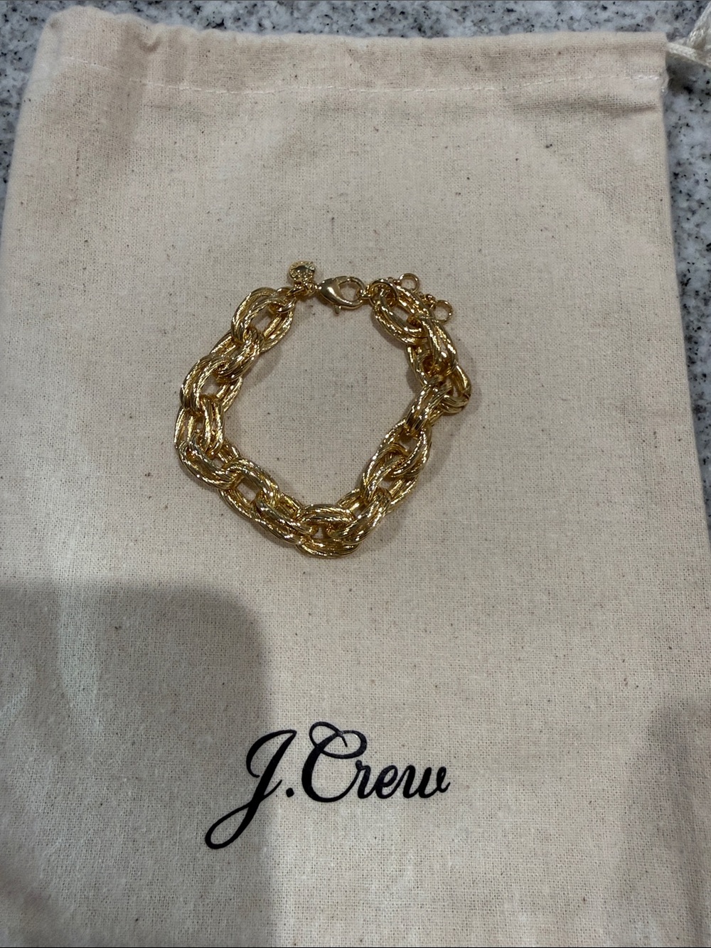 J. Crew Shiny Gold Twisted Link Bracelet